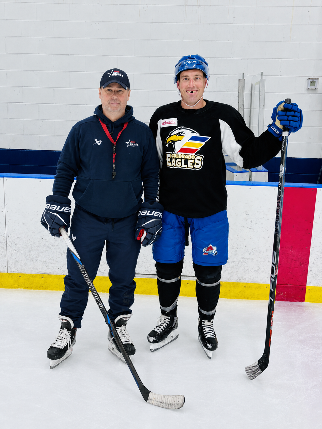 Guido Lamberti-Charles with Brad Hunt on the ice